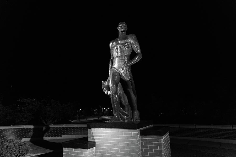 Spartan statue at night on the campus of Michigan State University in East Lansing Michigan #5 Photograph by Eldon McGraw