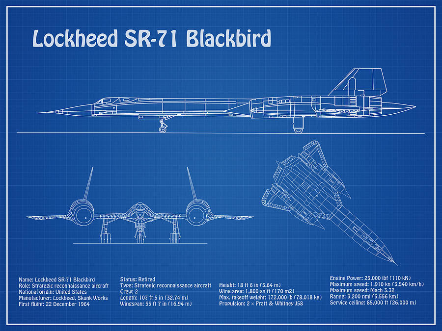 SR-71 Blackbird Blueprint Plan BP098