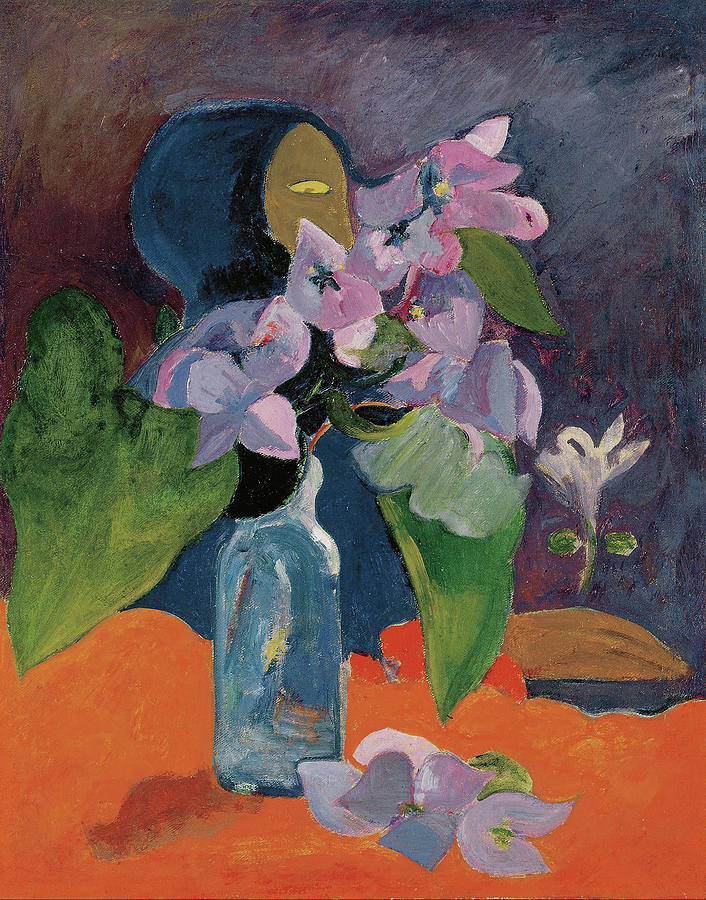 Paul Gauguin Painting - Still Life with Flowers and Idol  #5 by Paul Gauguin