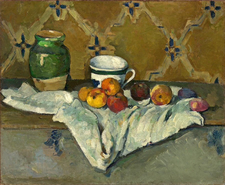 Still Life with Jar, Cup, and Apples #6 Painting by Paul Cezanne