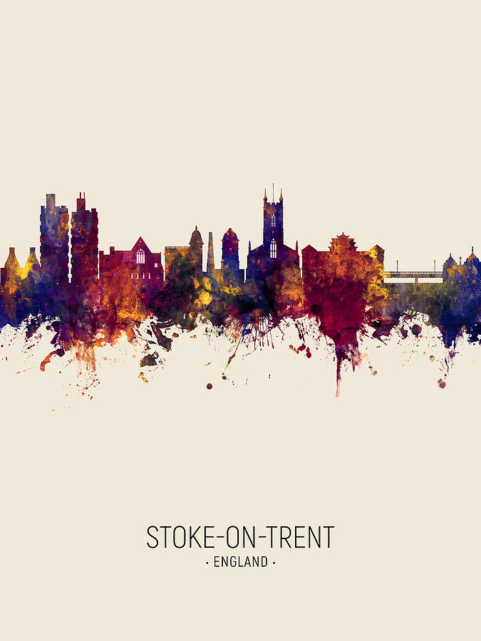 Stoke-on-Trent England Skyline #5 Digital Art by Michael Tompsett