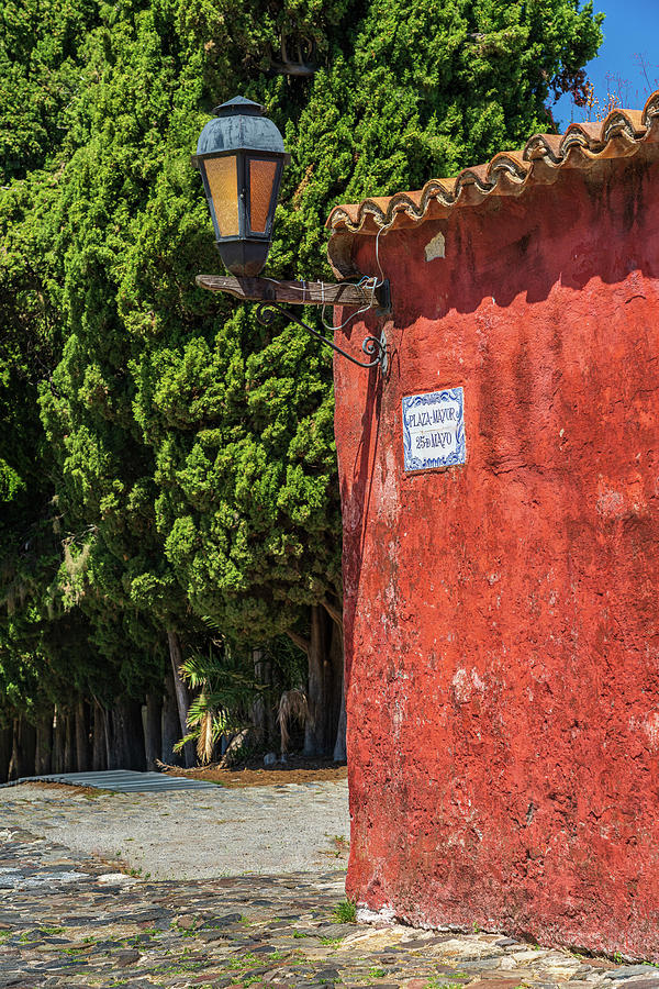 Street lamp in Unesco historical town of Colonia del Sacramento #5 Photograph by Steven Heap