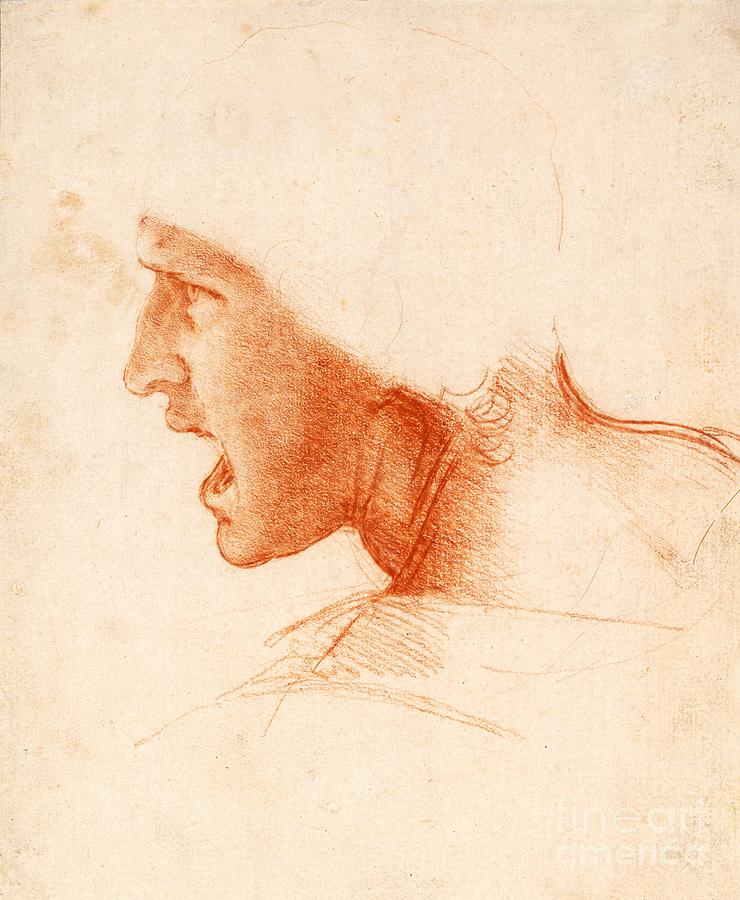 Leonardo Da Vinci Painting - Study of a Warriors Head for the Battle of Anghiari #5 by Leonardo da Vinci