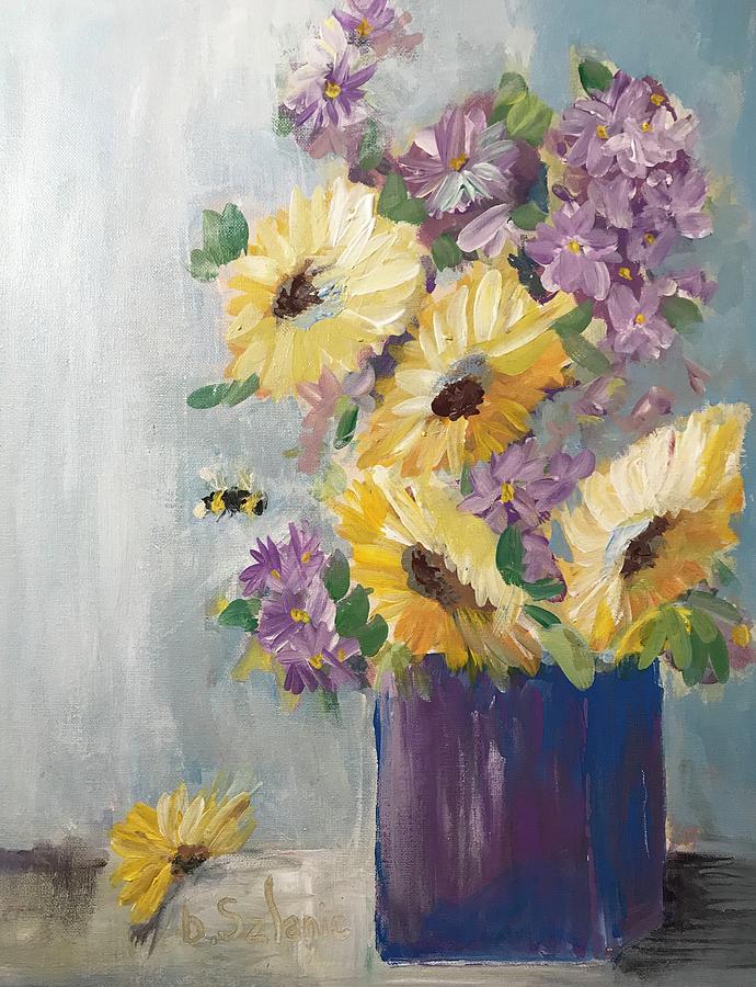5 Sunflowers Painting by Barbara Szlanic