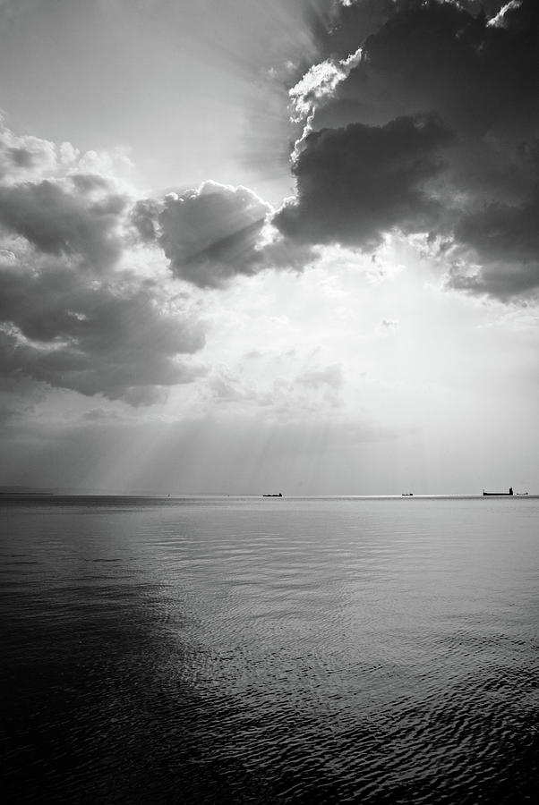 Sunrays scattered by clouds over Trieste Bay #5 Photograph by Ian Middleton
