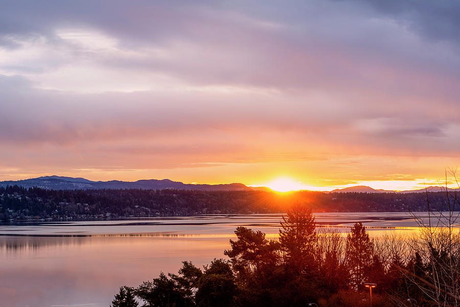 Sunrise over Lake Washington #5 Digital Art by Michael Lee Sunrise over Lake Washington #5 Digital Art by Michael Lee