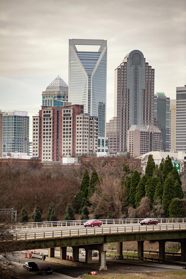 Sunset And Overcast Over Charlotte Nc Cityscape #5 Photograph by Alex Grichenko
