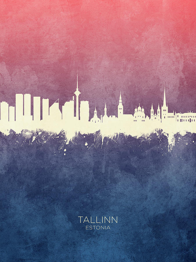 Skyline Digital Art - Tallinn Estonia Skyline #5 by Michael Tompsett