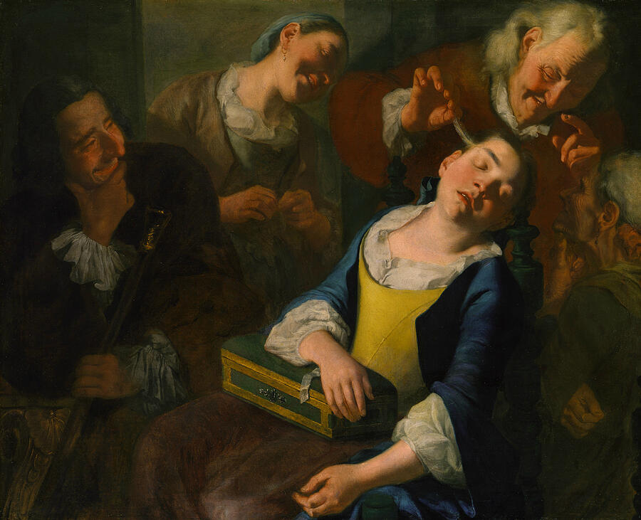 Teasing a Sleeping Girl by Gaspare Traversi Teasing a Sleeping Girl by Gaspare Traversi