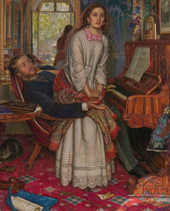 William Holman Hunt Painting - The Awakening Conscience #5 by William Holman Hunt