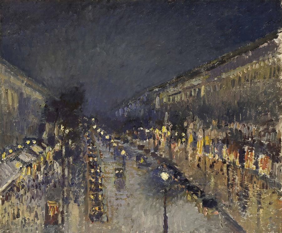 Camille Pissarro Painting - The Boulevard Montmartre at Night  #5 by Camille Pissarro