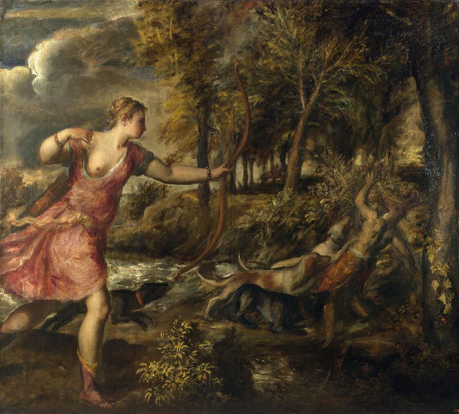 The Death of Actaeon  #5 Painting by Titian