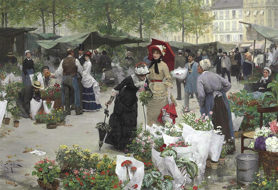 The Flower Market #5 Painting by Victor Gabriel Gilbert