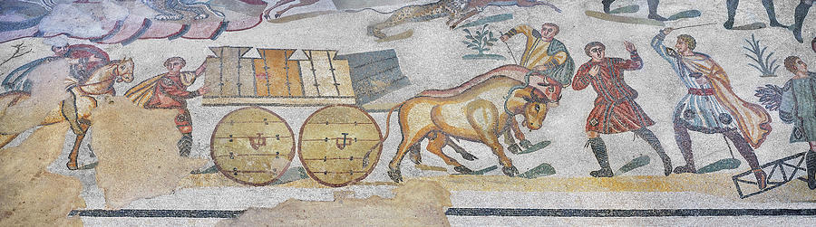The Great Hunt Roman mosaic - Villa Romana del Casale Sicily #1 Photograph by Paul E Williams