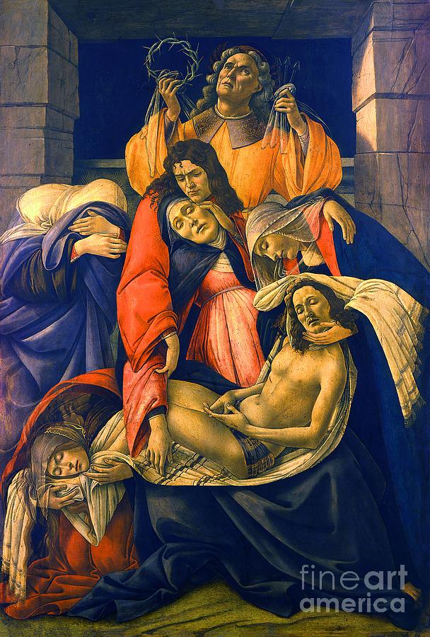 The Lamentation over the Dead Christ #5 Painting by Sandro Botticelli