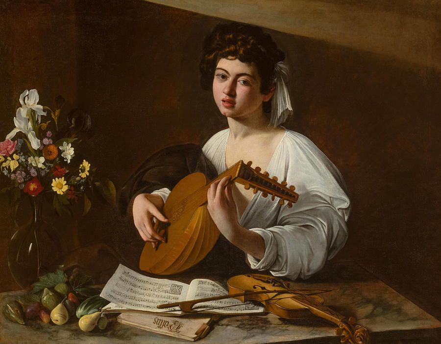 Up Movie Painting - The Lute Player by Caravaggio by Mango Art