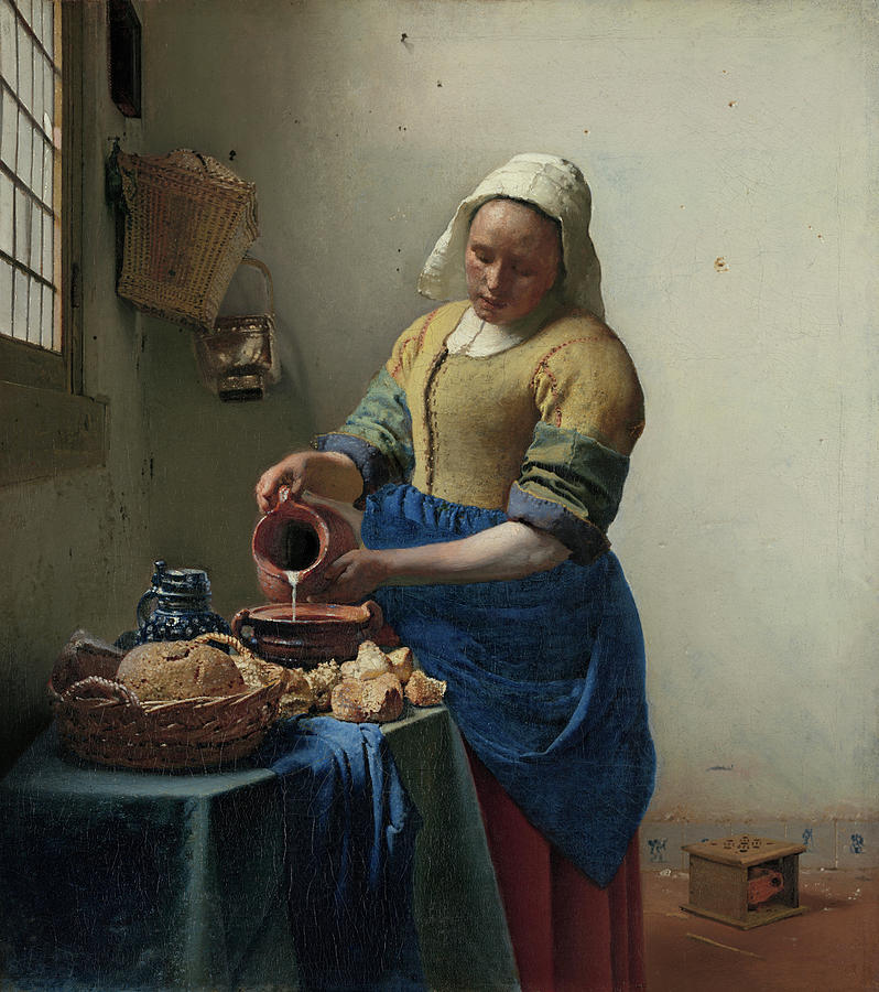 Portrait Painting - The Milkmaid #5 by Johannes Vermeer