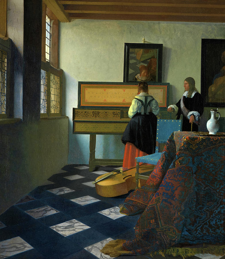 Jan Vermeer Painting - The Music Lesson #5 by Johannes Vermeer