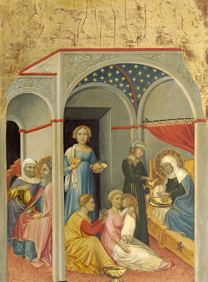 The Nativity of the Virgin #6 Painting by Andrea di Bartolo