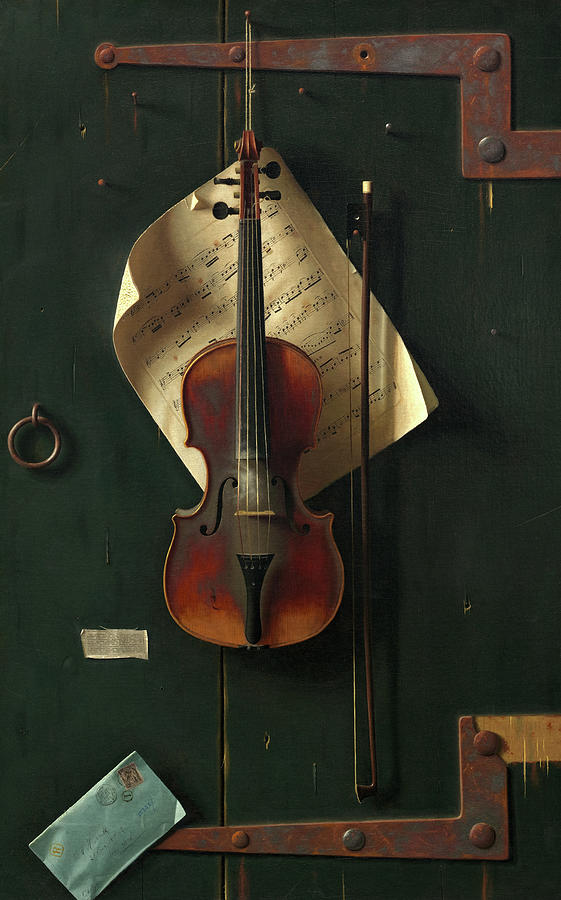 Music Painting - The Old Violin #5 by William Michael Harnett