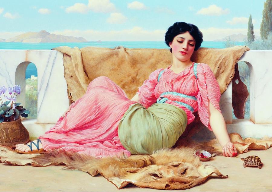 Turtle Painting - The Quiet Pet #5 by John William Godward