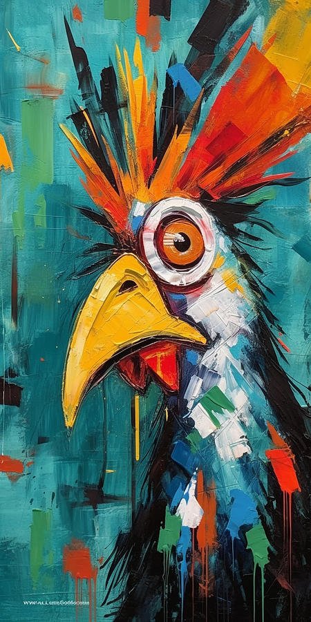 The  Rooster  Hei  Moana  Pixar  In  Abstract  By Asar Studios Painting