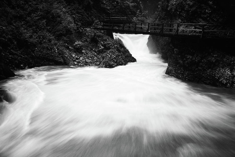 The Soteska Vintgar gorge in Black and White #5 Photograph by Ian Middleton