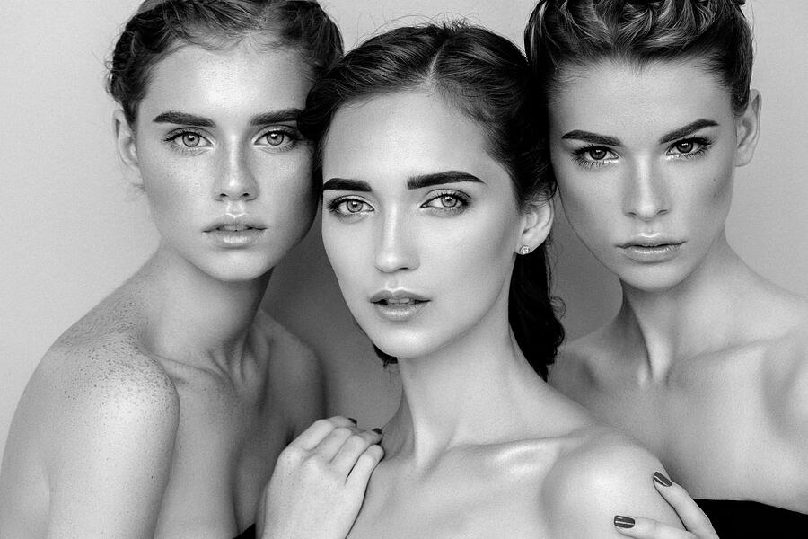 Three beautiful girls with a natural make-up #5 Photograph by CoffeeAndMilk