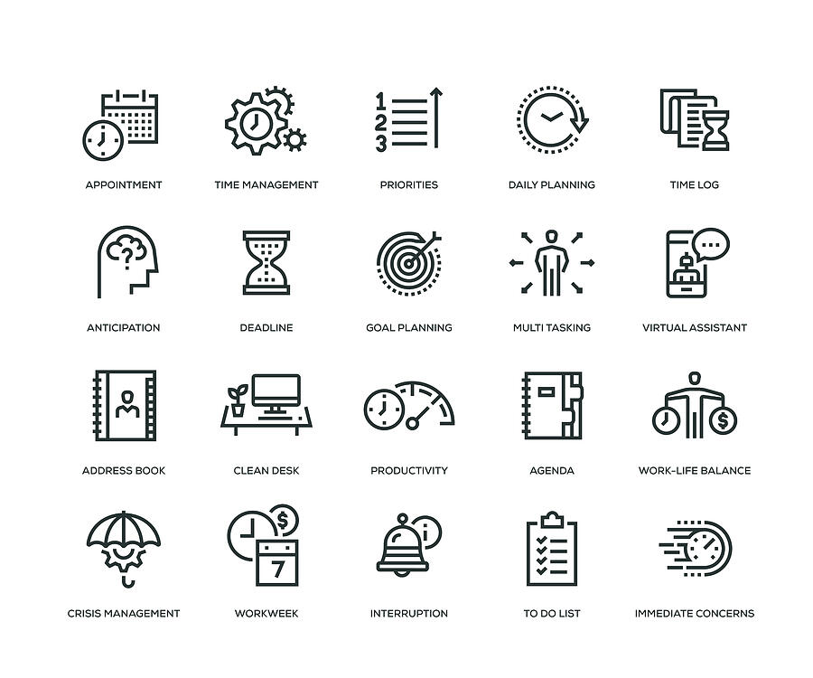 Time Management Icon Set #5 Drawing by Enis Aksoy