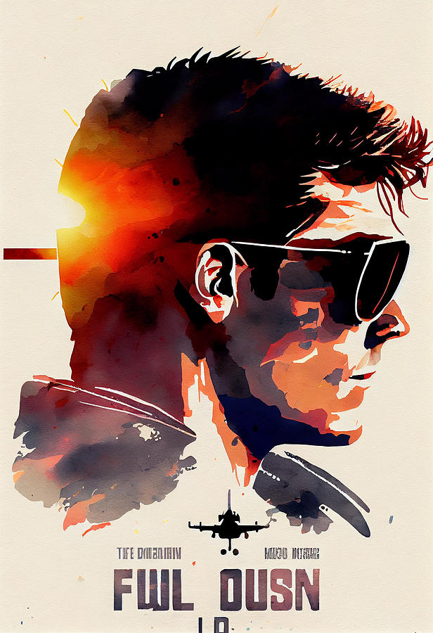 TOP GUN Minimalistic movie poster Watercolor by Asar Studios Digital ...