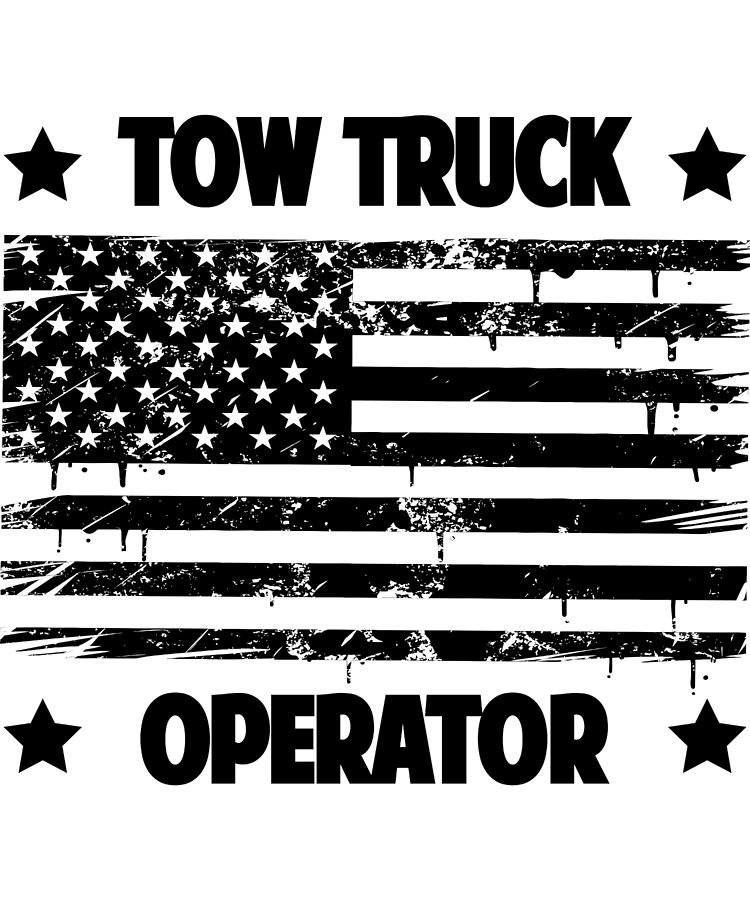 Tow Truck Operator American Flag Thin Yellow Line Apparel Digital Art ...