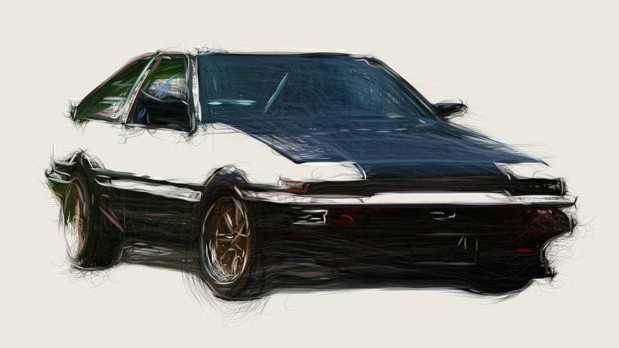 Toyota Sprinter Trueno AE86 Drawing Digital Art by CarsToon Concept