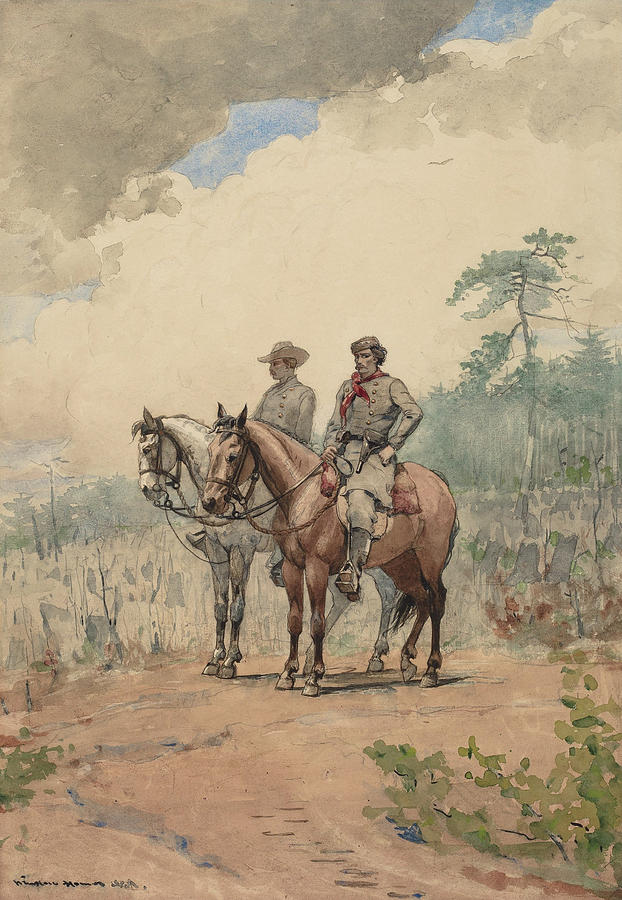 Two Scouts Drawing by Winslow Homer