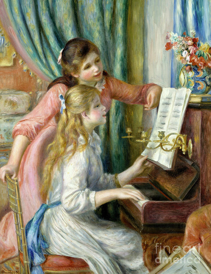 Music Photograph - Two Young Girls at the Piano #5 by Auguste Renoir