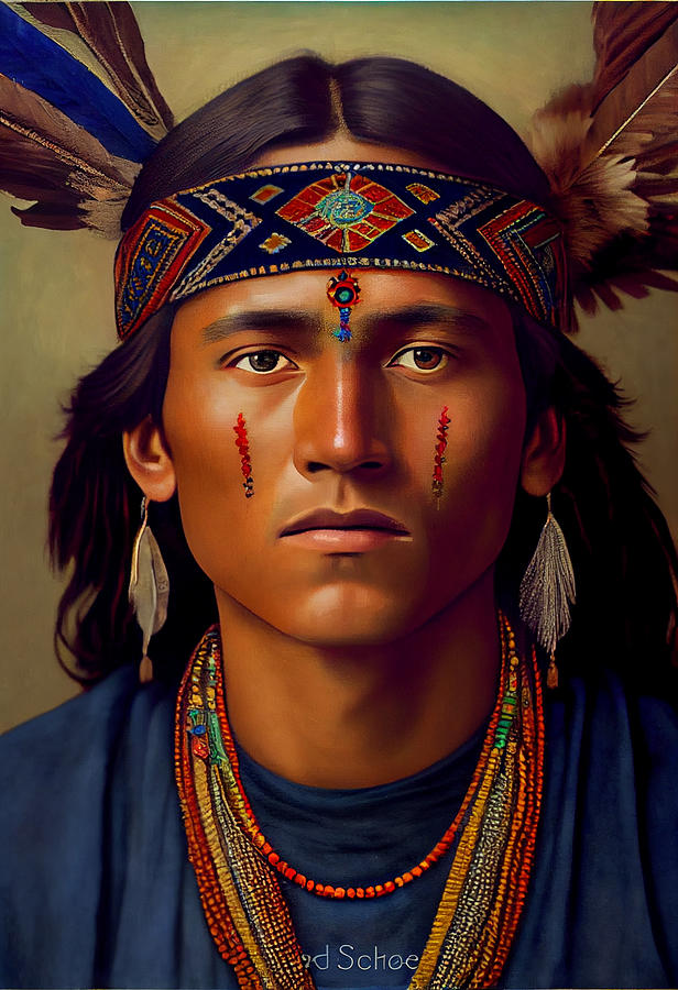 Very handsome young native American Indian boy by Asar Studios Digital ...