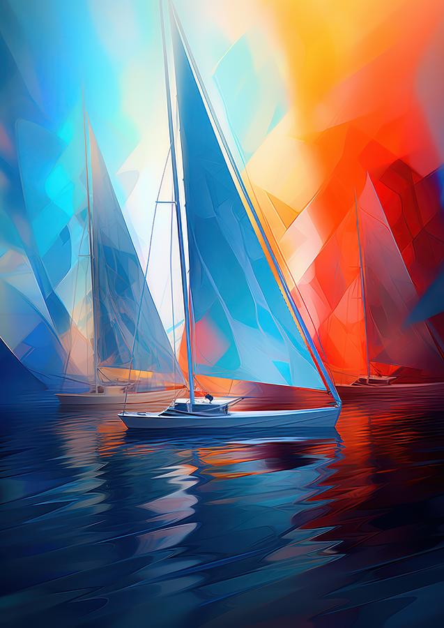 Vivid Harbor Sails #5 Digital Art by Lauren Blessinger - Fine Art America