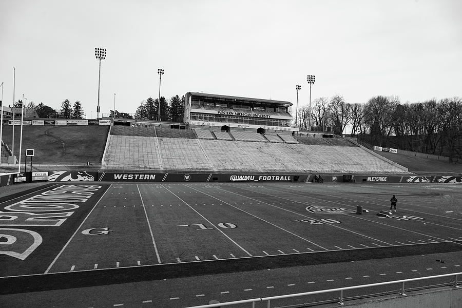 Waldo Stadium at Western Michigan University in black and white #5 Photograph by Eldon McGraw