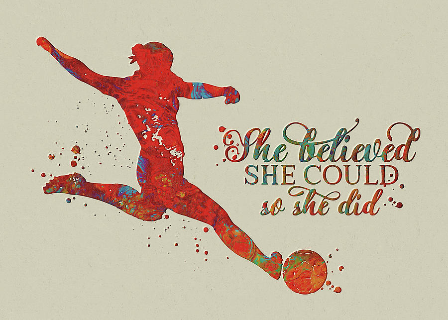 Watercolor Soccer Girl She Believed She Could So She Did Quote ...