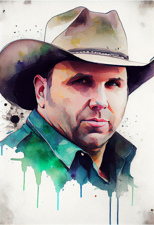 Watercolour Of Garth Brooks Digital Art By Tim Hill - Fine Art America