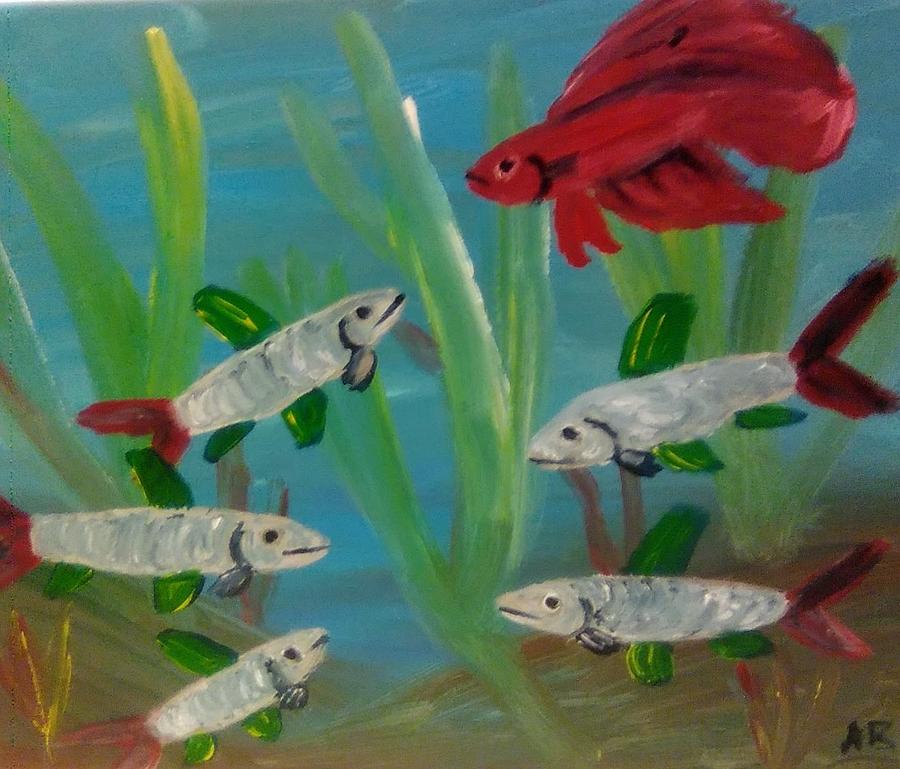 5 Watermelon Fish And A Betta Painting