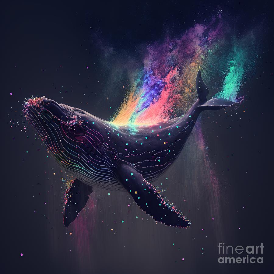 Whales Particle Colorful Deep Digital Art by Somsong Artist - Fine Art ...