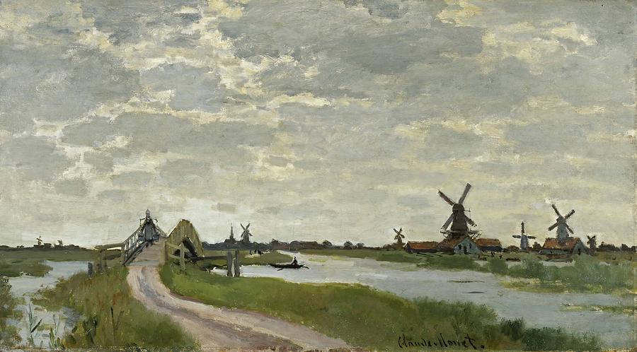 Windmills Near Zaandam Painting by Claude Monet - Fine Art America