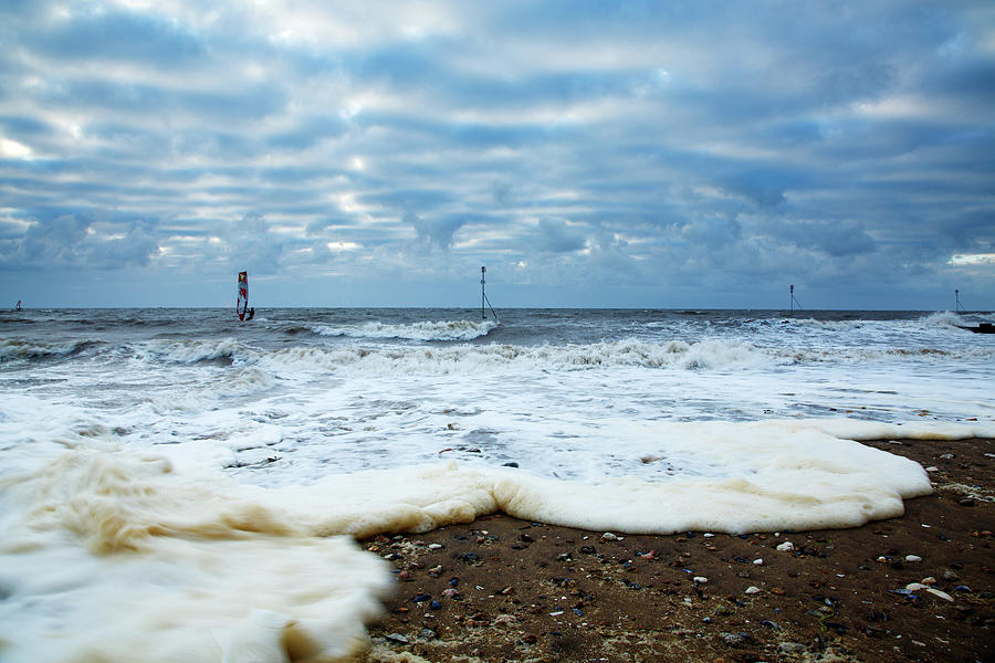 Windsurfing at Hunstanton beach #5 Photograph by Ian Middleton