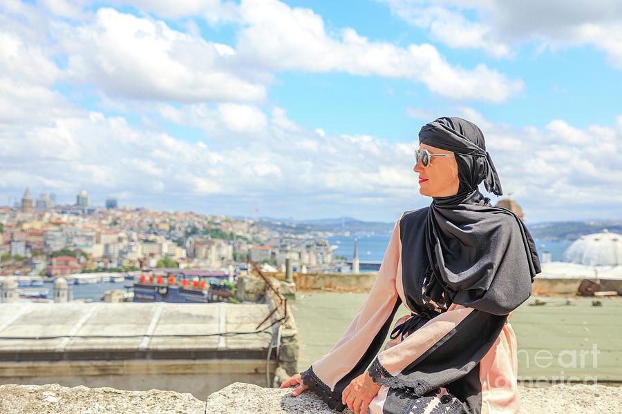 Woman at Suleymaniye Mosque of Istanbul #5 Digital Art by Benny Marty