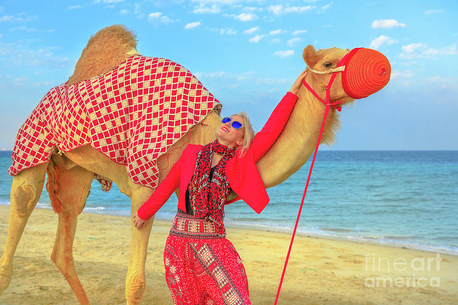 Woman with camel #5 Photograph by Benny Marty