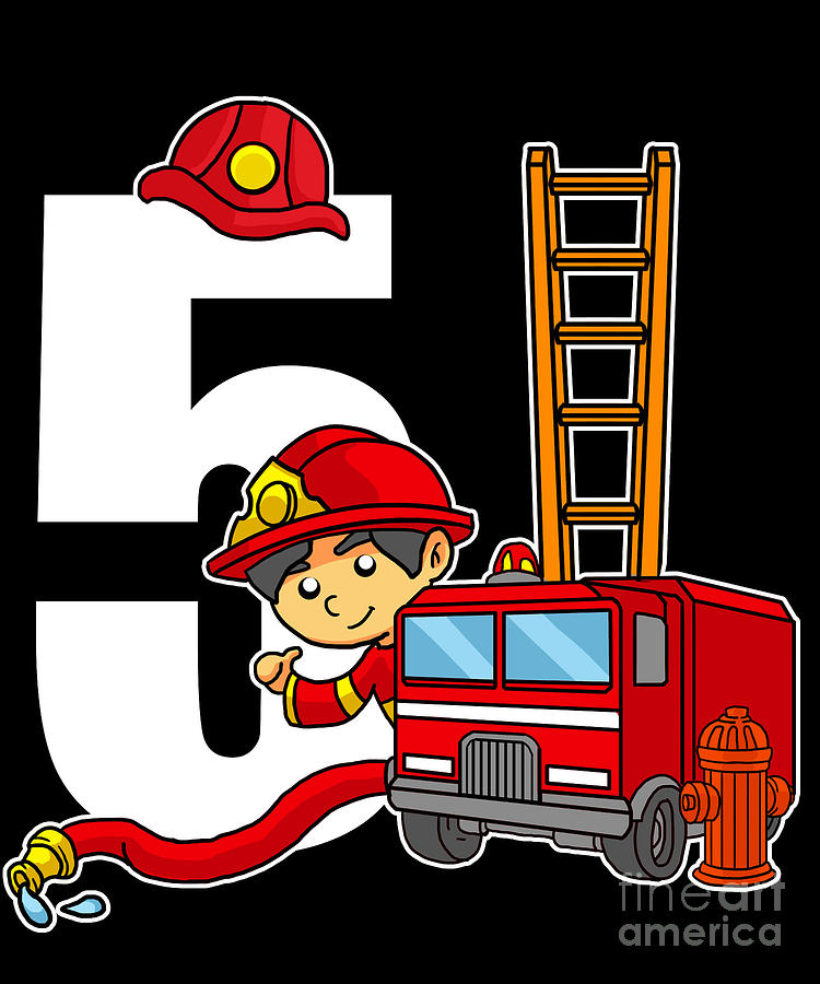 Fire Truck SVG Files for Cricut 5th Birthday Boy Fire Truck Shirt Svg Five Years Old Fire Truck Svg Sound the Alarm I'm 5 SVG Birthday