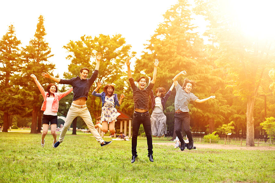 Young asian people having fun in the park, Tokyo. #5 Photograph by Eli_asenova