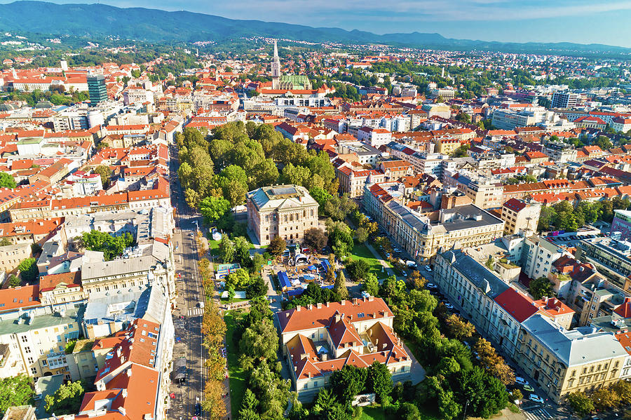 Zagreb historic city center aerial view #5 Photograph by Brch Photography