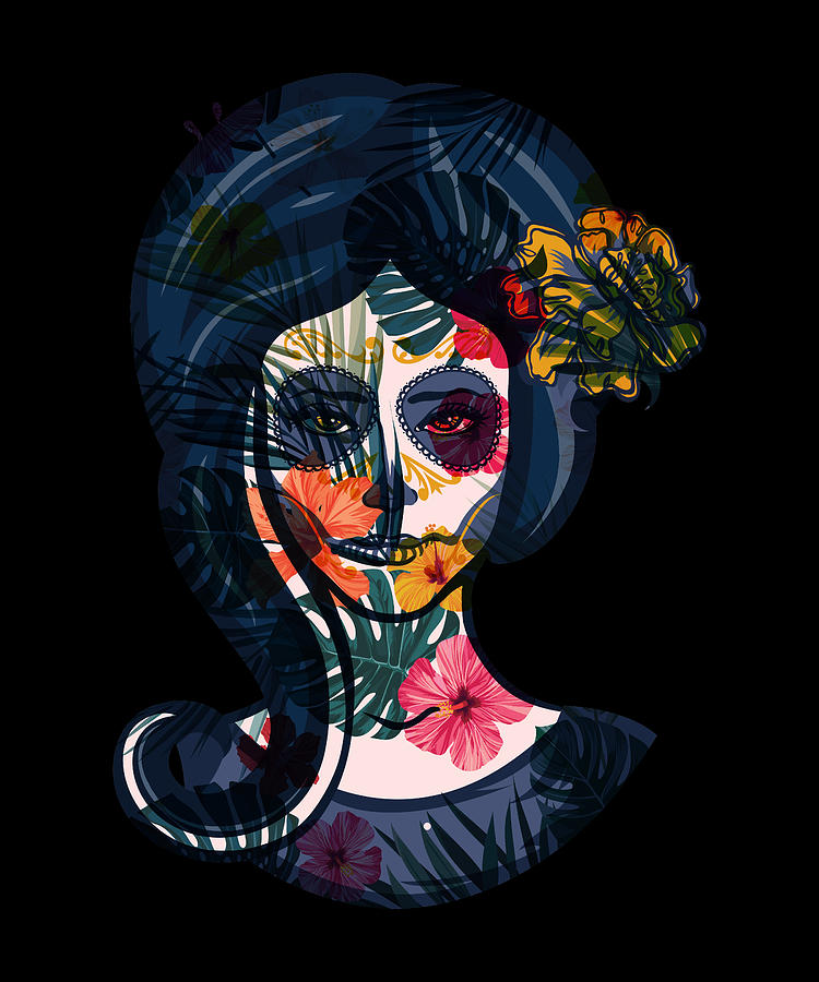 Abstract Mexican Day Of The Dead Woman Digital Art by CalNyto - Fine ...