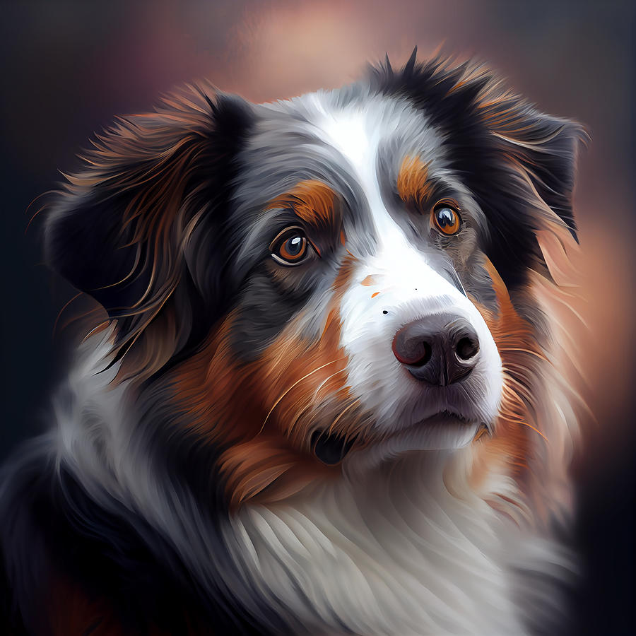 Australian Shepherd Dog Portrait Mixed Media by Stephen Smith Galleries ...